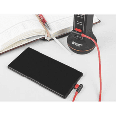 Natec NKA-1199 Extreme Media USB-A apa 90° - MicroUSB apa 90° Adat- és töltőkábel 1m - Piros (NKA-1199)