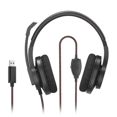 Hama HS-USB400 V2 Headset Vezetékes Fejpánt Iroda/telefonos ügyfélközpont USB A típus Fekete, Vörös (139937)