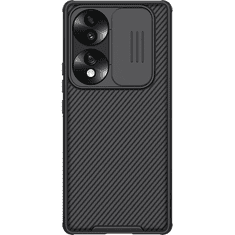 Nillkin Huawei Honor 70, Műanyag hátlap + szilikon keret, közepesen ütésálló, kamera védelem, csíkos minta, CamShield Pro, fekete (G130764)