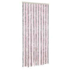 Vidaxl ezüstszürke és rózsaszín zsenília rovarfüggöny 90 x 220 cm 377363