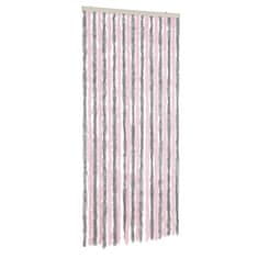 Greatstore ezüstszürke és rózsaszín zsenília rovarfüggöny 56 x 200 cm