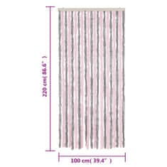 Vidaxl ezüstszürke és rózsaszín zsenília rovarfüggöny 100 x 220 cm 377365