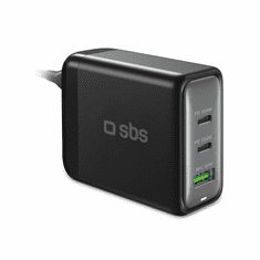 SBS TECHGSTUSB2C100W 2x USB-C / 1x USB-A Hálózati töltő - Fekete (100W) (TECHGSTUSB2C100W)