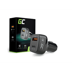 Green Cell CAD33 Autós USB töltő (2 port: USB-C Power Delivery + USB Quick Charge 3.0) 42W Fekete (CAD33)
