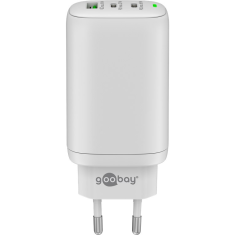Goobay 61759 2x USB-C / USB-A Hálózati töltő - Fehér (65W) (61759)
