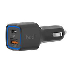Budi 065T USB-A / USB-C Autós töltő - Fekete (18W) (065T)