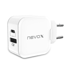 Nevox 1760 Hálózati USB-C + USB-A töltő 18W Fehér (1760)