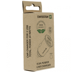 SWISSTEN Power Delivery 2x USB-A Autós töltő - Fekete (45W) (20111900)