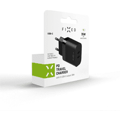 FIXED Dual Travel 2x USB Type-C Hálózati töltő - Fekete (35W) (FIXC35-2C-BK)