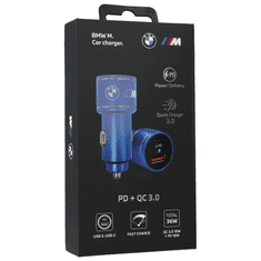 Bmw 2x USB-C / USB 3.0 Autós töltő - Kék (20W) (BMW000638)