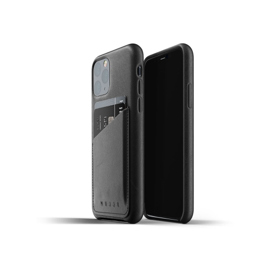Mujjo Full Leather Wallet Apple iPhone 11 Pro Bőrtok - Fekete (CL002BK)