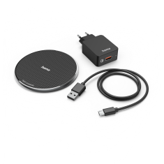 Hama QI-FC10 Okostelefon Fekete AC, USB Vezeték nélkül tölthető Gyorstöltés Beltéri (201688)