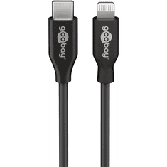 Goobay 39428 Lightning apa - USB-C apa 2.0 Adat és töltő kábel - Fekete (39428)