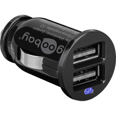Goobay Autós 2xUSB töltő 2.4A + USB - USB-C töltőkábel - Fekete (58820)