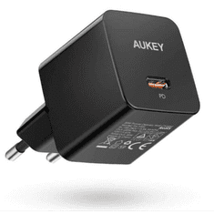 Aukey PA-Y20S Hálózati USB-C töltő - Fekete (20W) (PA-Y20S BLACK)
