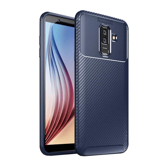 iPaky Samsung Galaxy A6+ (2018) Szilikon Védőtok - Kék karbon mintás (GP-81061)