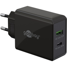 Goobay 61673 USB-A / USB-C Hálózati töltő - Fekete (30W) (61673)