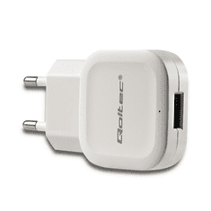 Qoltec 50193 Hálózati USB töltő Okostelefon / Tablet számára (5V | 2.4A) Fehér (50193)