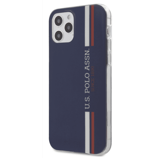 US Polo Vertical Stripes Apple iPhone 12/12 Pro Műanyag Tok - Kék (USHCP12MPCUSSNV)