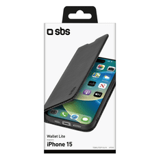 SBS Book Wallet Lite Apple iPhone 15 Flip Tok - Fekete (TEBKLITEIP1561K)