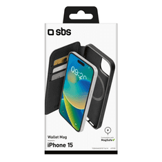 SBS Book Wallet Apple iPhone 15 Magsafe Flip Tok - Fekete (TEBKMAGSFIP1561K)