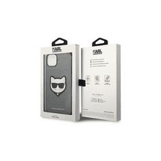 Karl Lagerfeld Saffiano Choupette Head Patch Apple iPhone 14 Pro Szilikon Tok - Ezüst (KLHCP14LSAPCHG)