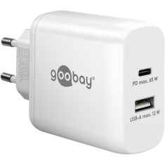 Goobay 65410 1x USB Type-C / 1x USB Type-A Hálózati töltő - Fehér (65W) (65410)