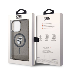 Karl&Choupette Glitter MagSafe Apple iPhone 15 Pro Max Tok - Fekete (KLHMP15XHGKCNOK)