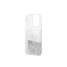 Karl Lagerfeld Liquid Glitter Choupette Eat Apple iPhone 13 Pro Max Szilikon Tok - Ezüst/Mintás (KLHCP13XGCFS)