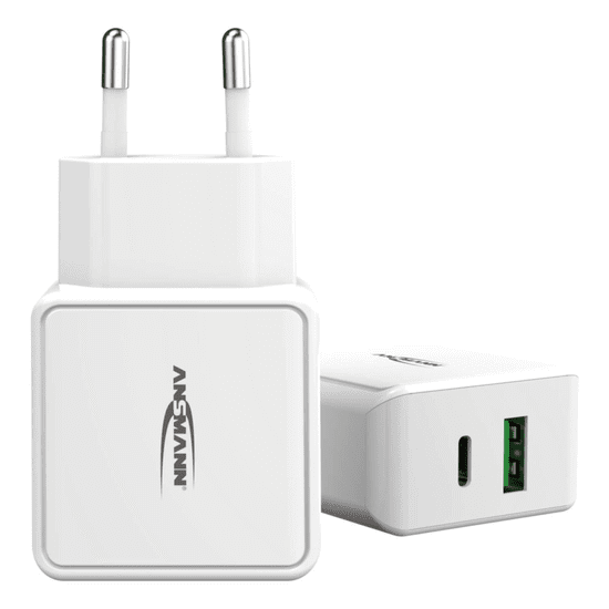 Ansmann Home Charger HC218PD Hálózati USB-A / USB-C töltő adapter - Fehér (20W) (1001-0111)