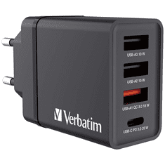Verbatim 49700 3x USB-A / USB-C Hálózati töltő - Fekete (30W) (49700)