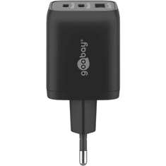Goobay 64753 2x USB-C / USB-A Hálózati töltő - Fekete (65W) (64753)