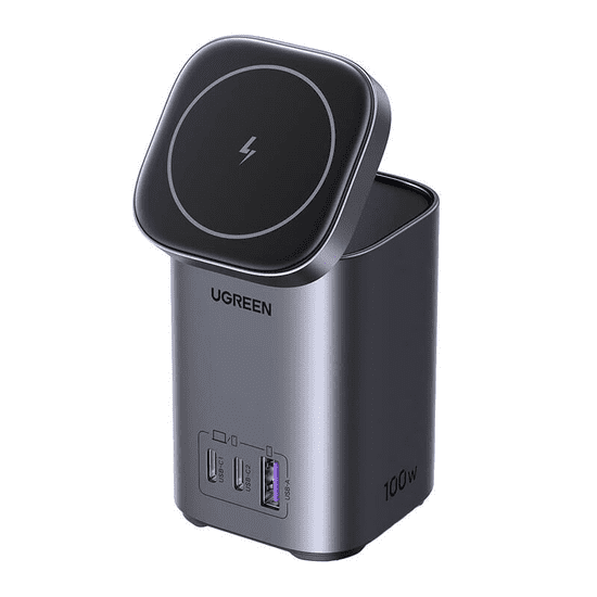 Ugreen CD342 2x USB-C / USB-A / Wireless Hálózati töltő - Szürke (100W) (15076)