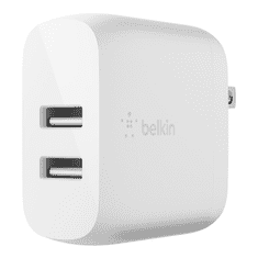 Belkin Boost Charge Dual USB-A Hálózati töltő + USB-A apa - Lightning apa töltőkábel - Fehér (24W) (WCD001VF1MWH)