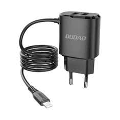 DUDAO A2proT 2 x USB-A / Lightning kábel Hálózati töltő - Fekete (12W) (A2PRO_USB-C_BLACK)