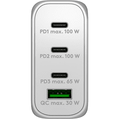 Goobay 65556 3x USB-C / USB-A Hálózati töltő - Fehér (100W) (65556)