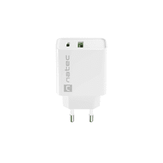 Natec Ribera NUC-2061 USB-C / USB-A Hálózati töltő - Fehér (20W) (NUC-2061)