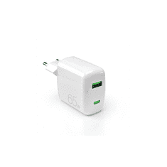 SBS Puro GaN USB-A / USB-C Hálózati töltő - Fehér (65W) (PUFCMTCUSBAC65WGWHI)