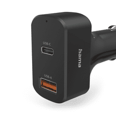 Hama FIC E3 USB-A / USB-C Autós töltő + USB-C Kábel - Fekete (65W) (200018)