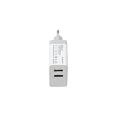 Platinet Hálózati 2xUSB töltő 6.8A + USB apa - microUSB apa töltőkábel 1m - Fehér (PLCU2W)