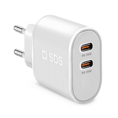 SBS 2x USB-C Hálózati töltő - Fehér (35W) (TETR2CPD35W)
