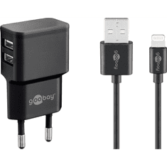 Goobay 44995 2x USB-A Hálózati töltő - Fekete (12W) (44995)