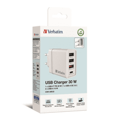 Verbatim 49701 3x USB-A / USB-C Hálózati töltő - Fehér (30W) (49701)