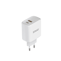 SAVIO LA-06 Hálózati USB-A / USB-C töltő - Fehér (30W) (LA-06)