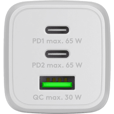 Goobay 64754 2x USB-C / USB-A Hálózati töltő - Fehér (65W) (64754)