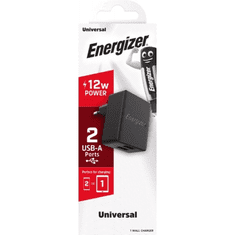 Energizer 2xUSB-A Hálózati töltő - Fekete (12W) (3492548232536)