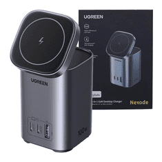 Ugreen CD342 2x USB-C / USB-A / Wireless Hálózati töltő - Szürke (100W) (15076)