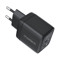 Choetech PD6051 2x USB-C Hálózati töltő - Fekete (35W) (PD6051)