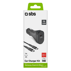 SBS PD USB-C Autós töltő - Fekete (25W) (TECRKITTCPD25W)