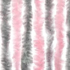 Vidaxl ezüstszürke és rózsaszín zsenília rovarfüggöny 100 x 200 cm 377364